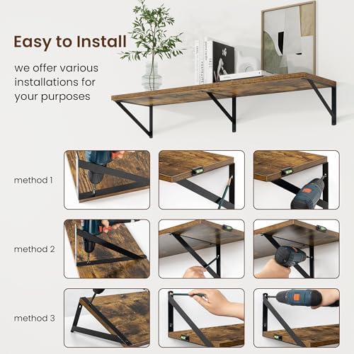 Axeman Deep Floating Shelves, 24'' x 10'' Brown Wall Shelves Set of 2