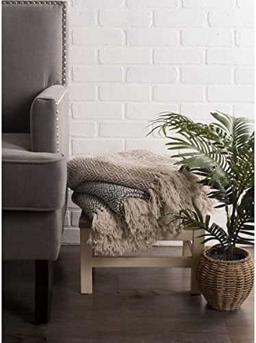DII Rustic Farmhouse Double Diamond Woven Throw, 50x60, Stone