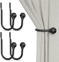 Hion Curtain Holdbacks Black 4pcs, Curtain Tiebacks Wall Mounted Hooks