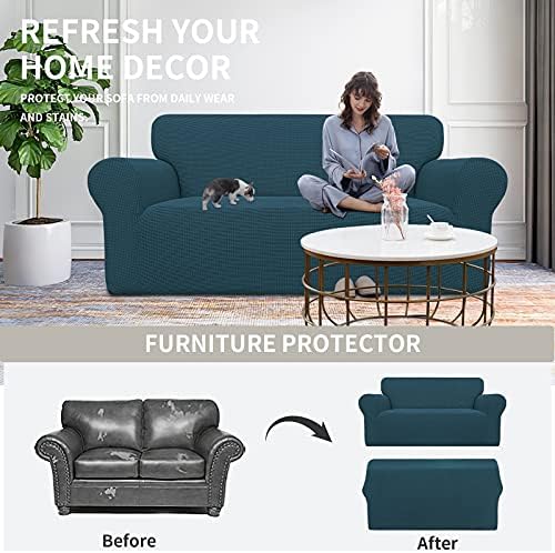 Easy-Going Stretch Oversized Loveseat Couch Covers Washable Deep Teal