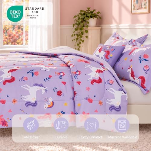 Full Size Comforter Sets for Girls-4 Pieces Printed Full Bedding Sets