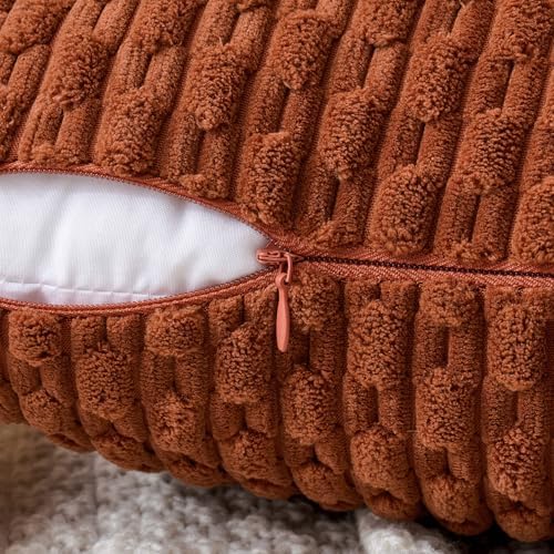 MIULEE Fall Decorative Throw Pillow Covers 18x18 Burnt Textured Corduroy