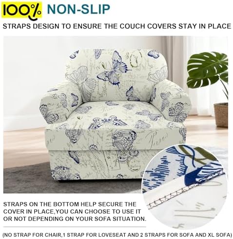 NILUOH 2-Piece T-Cushion Armchair Slipcover, Stretch Chair Cover with Separate Seat Cushion Cover, Soft Washable Furniture Protector for Living Room