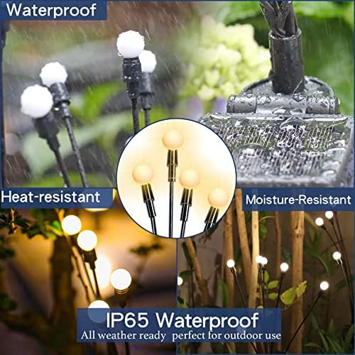 TONULAX Solar Garden Lights - Upgraded Solar Swaying Light, Sway by Wind, Outdoor Lights, Yard Patio Pathway Decoration, High Flexibility Iron Wire & Heavy Bulb Base, Warm White (4 Pack)