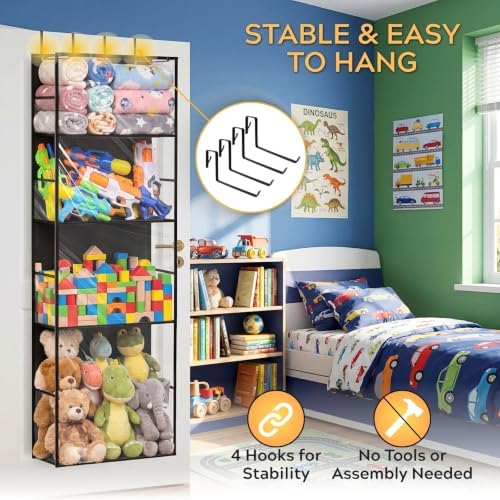Over the Door Stuffed Animal Storage with Clear Dust Cover