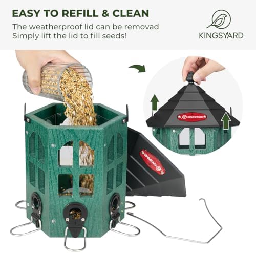 Kingsyard Hopper Bird Feeders for Outdoors Hanging, Squirrel-Proof