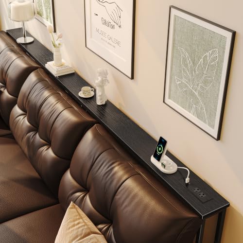 Huuger 102.4 Inch Console Table, Skinny Sofa Table with Charging Station