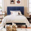 SHA CERLIN Twin Size Velvet Bed Frame with Adjustable Headboard, Blue