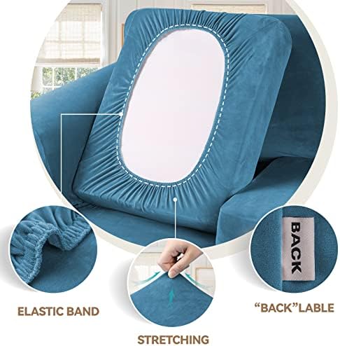 WEERRW Velvet Stretch 2 Pieces Chair Sofa Slipcovers Washable, Peacock Blue