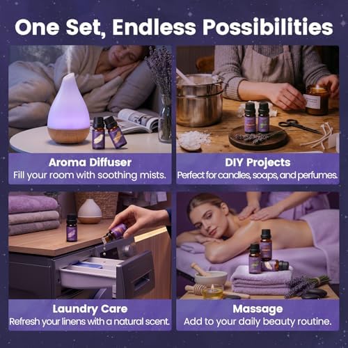Auelife Sleep & Relax Essential Oils Set for Diffusers for Home, 6x10ml