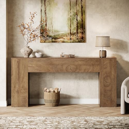 Tribesigns 71-Inch Long Console Table for Entryway, Farmhouse Sofa Console Behind Couch, Entry Table for Hallway, Foyer, Living Room, Oak