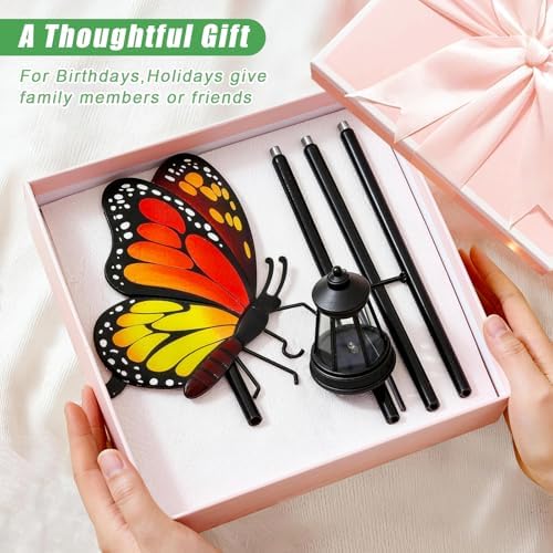 Solar Lights Outdoor 2 Packs 32.28in Garden Butterfly with Solar Lights