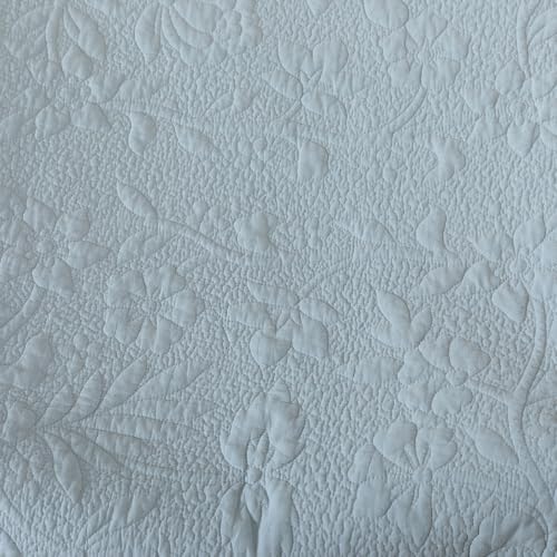 Brandream Dusty Blue Ruffled Quilted Throw Blanket Cotton 47 X 60 Blanket