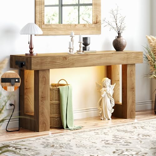 Unikito 63" Console Table with Sensor Light & AC Outlets with USB-C Ports