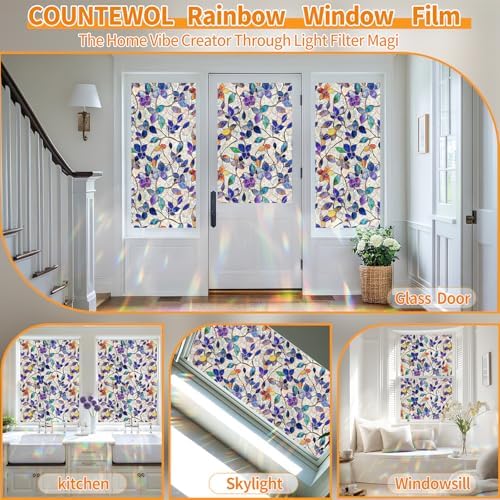Rainbow Stained Glass Window Privacy Film Static Cling35.4x78.7in