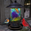 Solar Bird Feeder for Outdoor Hanging Stained Glass, Tesserae