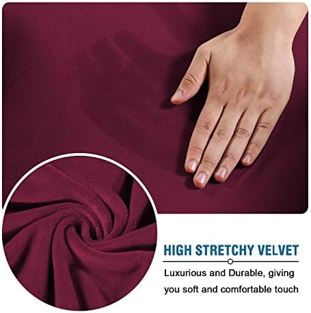 H.VERSAILTEX Wingback Chair Covers Velvet Plush Wing Chair Slipcover 1 Piece High Stretch Wing Back Chair Slipcovers Sofa Cover Furniture Cover with Elastic Bottom, Burgundy