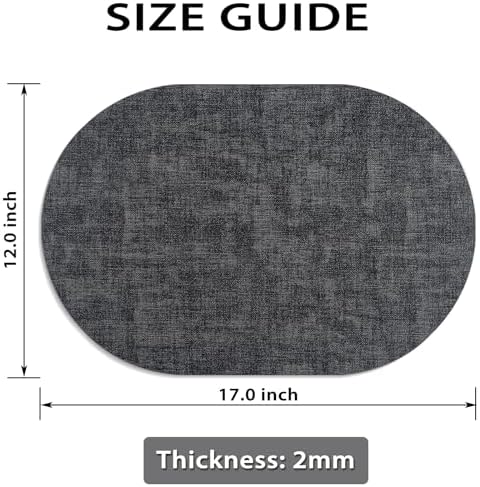 Faux Leather Oval Placemats Set of 8, Charcoal