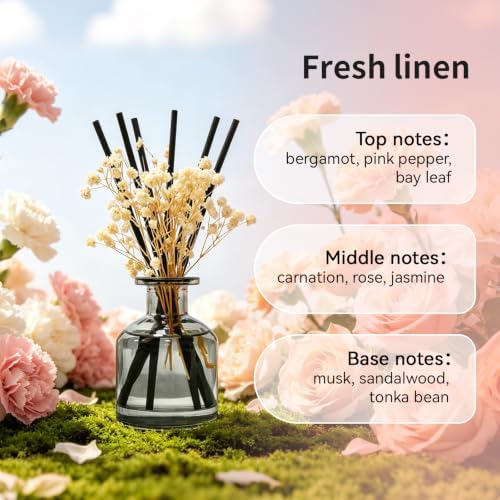 Brakula Reed Diffuser Set, Fresh Linen Scent, 4.06 fl oz Essential Oils