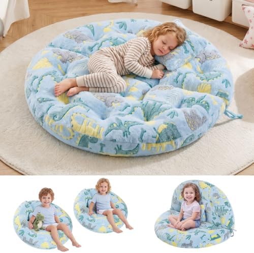 blue page Round Floor Cushions for Kids, 5-in-1 Kids Play Mat 5.9 in Thick