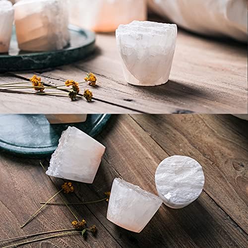 MIYA LIFE Nature Crystal Passive Diffuser Stone Essential Oil Diffuser Hand Carved Selenite Stone Diffuser - Perfect for Meditation Reflection Bedroom Decoration (1 Piece, Cylinder Diffuser)
