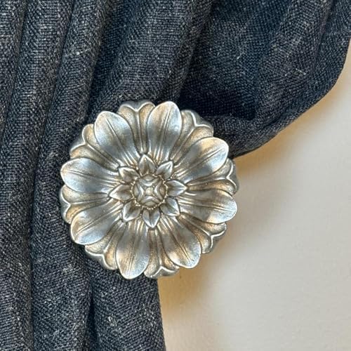LOPGT Set of 2 Vintage Curtain Holdbacks Wall Mounted with Screws, Silver
