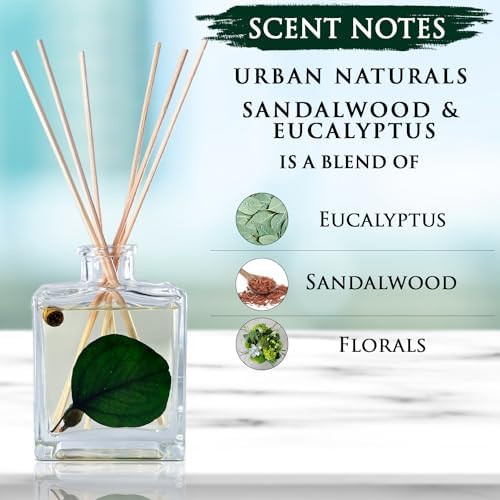 Urban Naturals Reed Diffuser Set, Sandalwood & Eucalyptus - Bathroom Décor