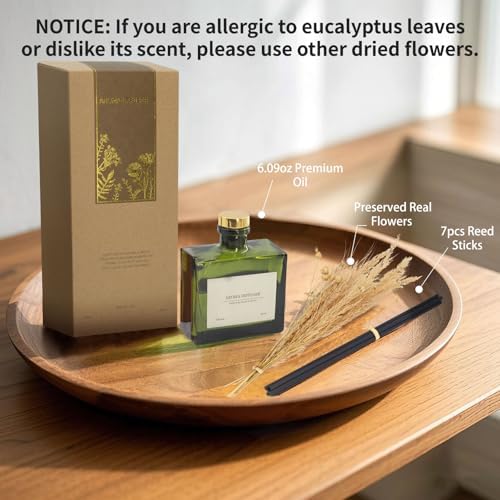 Reed Diffuser, 6.09 oz Citrus Grove Scent Diffuser with Sticks & Dried Flowers, 120 Days Long Lasting Diffusers for Home, Elegant Fragrance for Bathroom Bedroom Office Decor Air Fresh