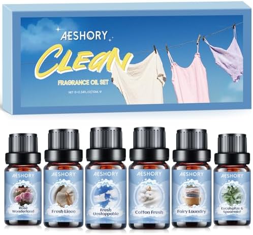 Clean Essential Oils Set - 6 Premium Essential Oils for Diffusers for Home, Candle Making & Soap Making: Eucalyptus Spearmint,Fresh Linen,Rose Wonderland.These Long-Lasting,Skin-Safe Aromatherapy Oils