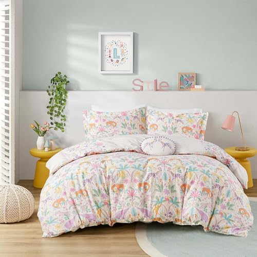 Intelligent Design Kids Cotton Animal Purple Twin Duvet Cover Set, 3pc