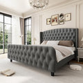 GarveeHome 51" Tall Queen Size Bed Frame with Wingback Headboard, Grey