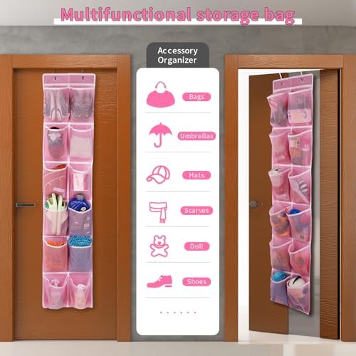 GOMAJI Over the Door Hanging Shoe Organizer, 12 Large Pockets, 2-Pack