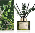 Airkeep Reed Diffuser Set with 6.76 fl oz Moss Eucalyptus Scent Essential Oils and 3 Leaves & 8 Diffuser Sticks,Bathroom Shelf Decor & Air Freshener, House Bedroom Office Decor & Gifts
