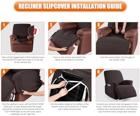 VANSOFY Oversized Stretch Recliner Chair Cover, Chocolate, 1 Seater