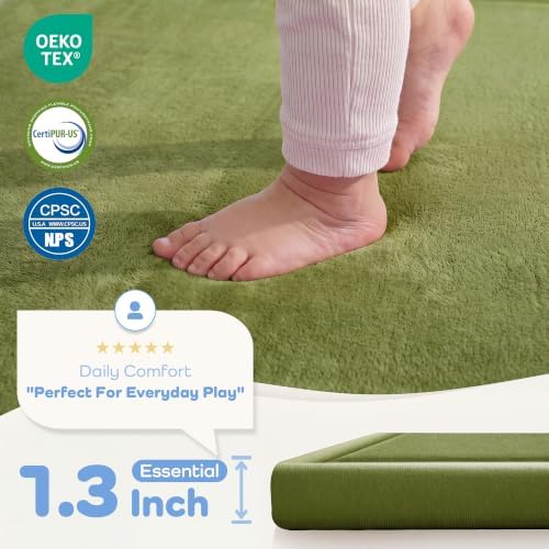 1.3" Thick Baby Play Mat for Floor,59x79 Large Memory Foam Tummy Time Mat