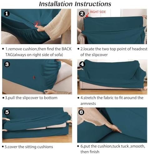 Turquoize 2 Piece Chair Covers Chair Slipcovers for Living Room Small Armchair Chair Cover with Arms Washable Furniture Cover for Chairs Feature Thick Jacquard Fabric (Small Armchair, Deep Teal)