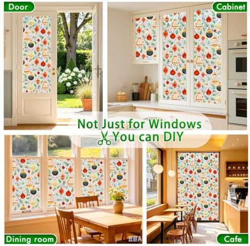 SOMWISE Rainbow Stained Glass Window Privacy Film,Heat Blocking Save Energy