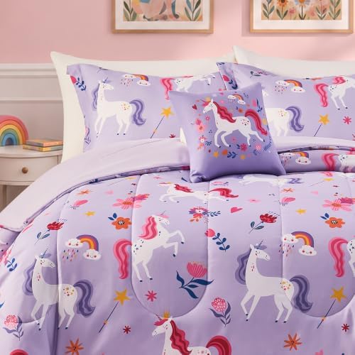 Full Size Comforter Sets for Girls-4 Pieces Printed Full Bedding Sets