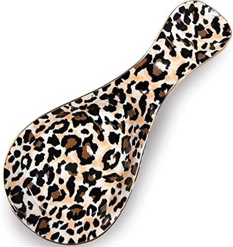Ceramic Spoon Rest for Stove Top Kitchen Counter Large Spoon Holder Farmhouse Floral Flowers Print Coffee Spoon Cooking Utensil Tools Rest Modern Kitchen Decor