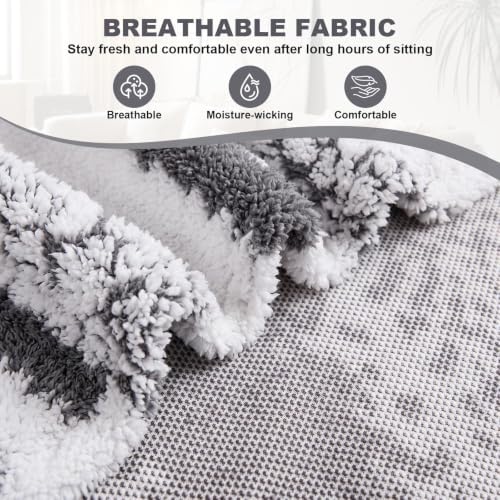 Striped Sherpa Armchair Slipcover, Stretch Plush Pet Friendly Accent Chair Cover with Elastic Bottom, Machine Washable Furniture Protector for Small Banquet Armchair