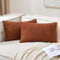 MIULEE Lumbar Fall Decorative Throw Pillow Covers 12x20 Burnt Corduroy