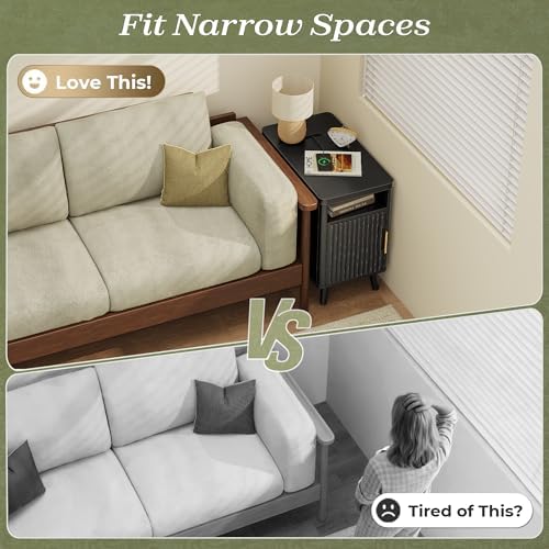 Huuger Narrow End Table with Charging Station, USB-C Port