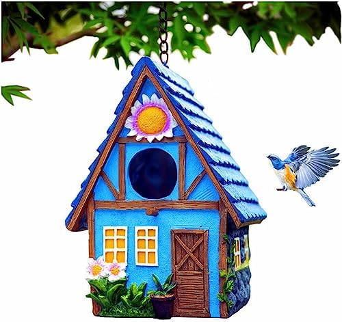 Garden Bird House, Hanging Birdhouse for Wren, Finch & Bluebird Red