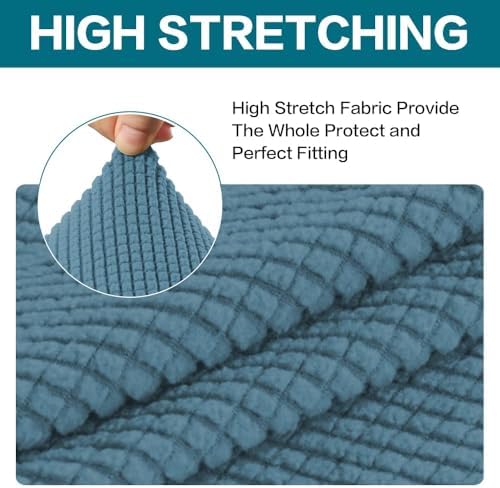 Turquoize 2 Piece Chair Covers Chair Slipcovers for Living Room Small Armchair Chair Cover with Arms Washable Furniture Cover for Chairs Feature Thick Jacquard Fabric (Small Armchair, Storm Blue)