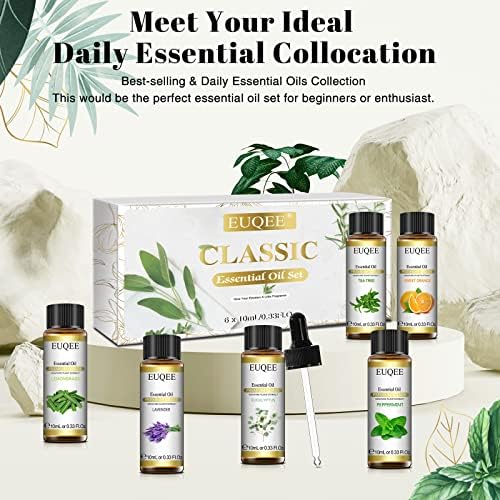 EUQEE 6 Pcs Pure Classic Essential Oils Set for Candle Making, Soap Making