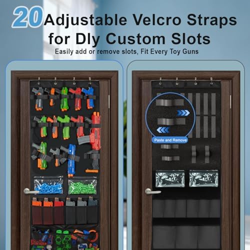 Over The Door Nerf Gun Toy Storage Organizer with Multi Pockets and Slots