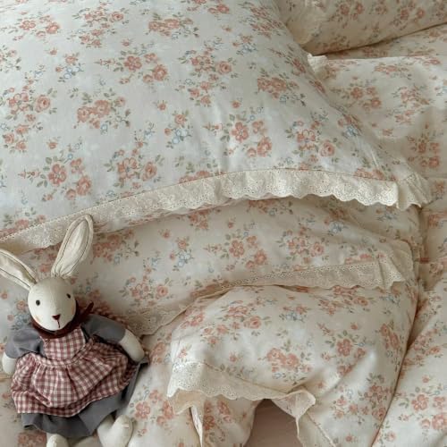Floral Duvet Cover Set 3 Pcs,Full Size 80"×90" Cotton Bedding