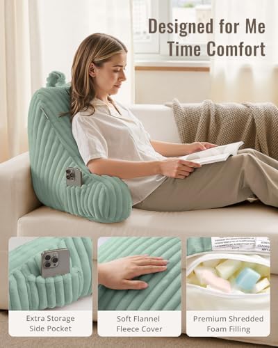 Blissful Diary Reading Pillow for Bed, Backrest Pillow, Mint Green