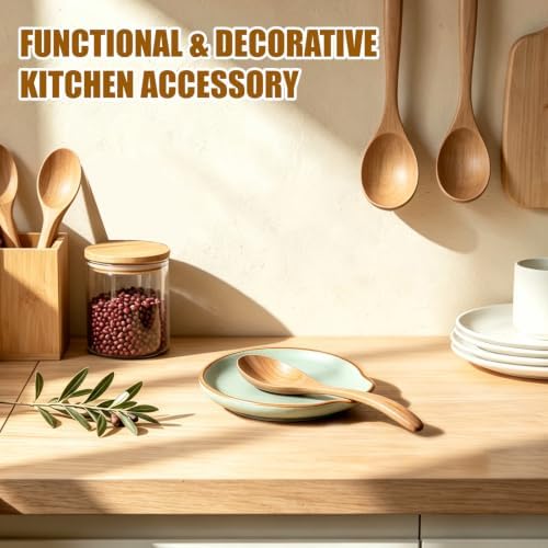 Ceramic Spoon Rest Holder for Stove Top Kitchen Counter,5" (Sage)