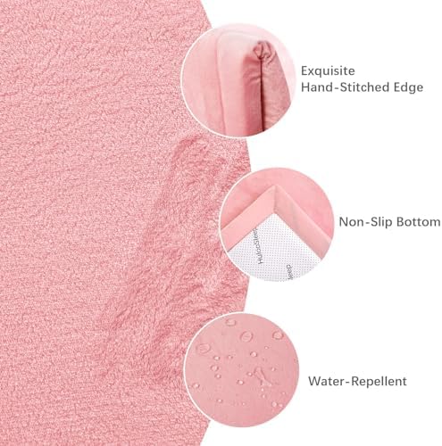 2" Thick Play Mat for Babies Toddlers,Extra Safety Anti-Fall Cushion Mat, Non-Slip Water-Repellent Coral Velvet,28"x72" Bedside Rug for Kids Room (Pink)